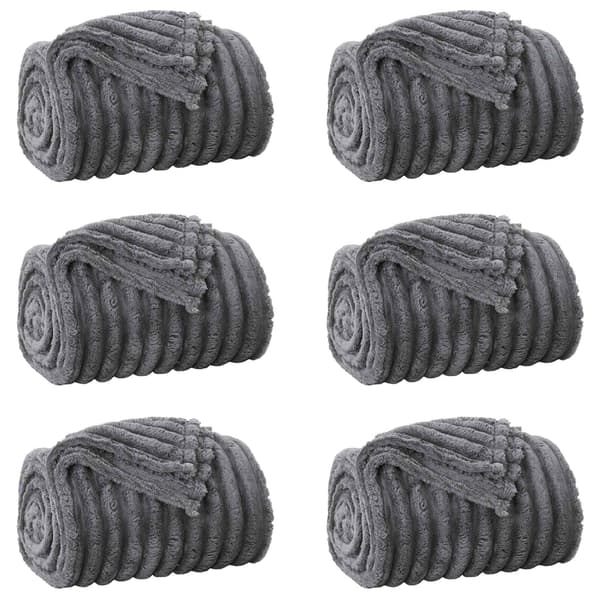Filtar 6 pcs Mörkgrå 200 x 150 cm Fleece