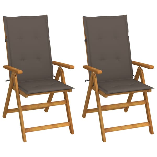 Fällbara fåtöljer 2 st med dynor i massivt akaciaträ