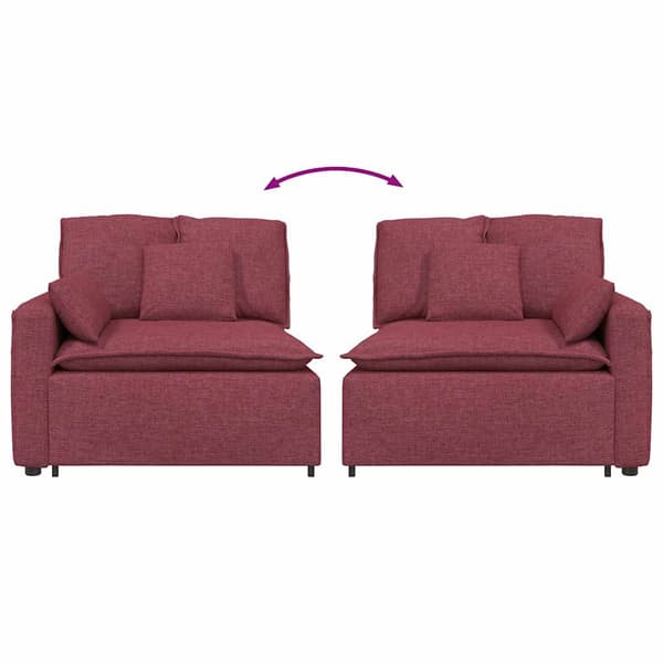 Modulär soffa armstödsändmodul med dynor vinröd 100 cm