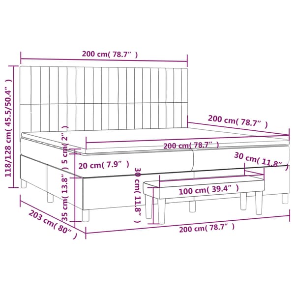 Ramsäng med madrass svart 200x200 cm tyg