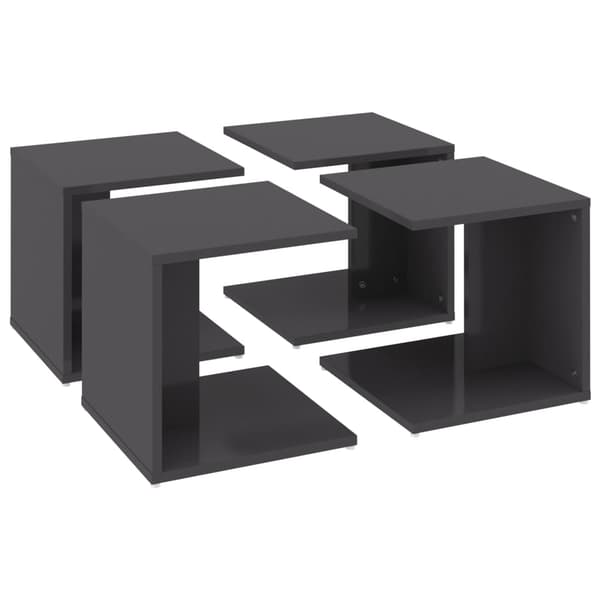 Soffbord 4 st grå högglans 33x33x33 cm konstruerat trä