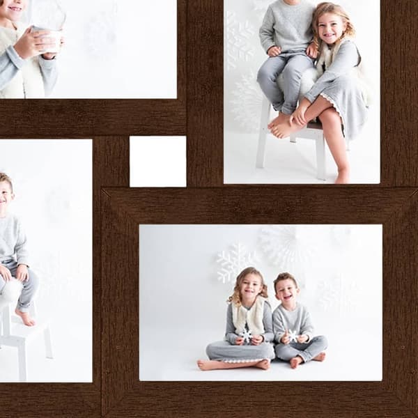 Fotoram för 4x(13x18 cm) bilder mörkbrun MDF