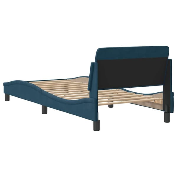 Bed Frame with Headboard "Dover" Blue 90x200 cm Velvet