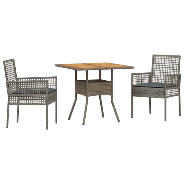 Trädgårdsmöbelset 3 pcs Grå konstrotting
