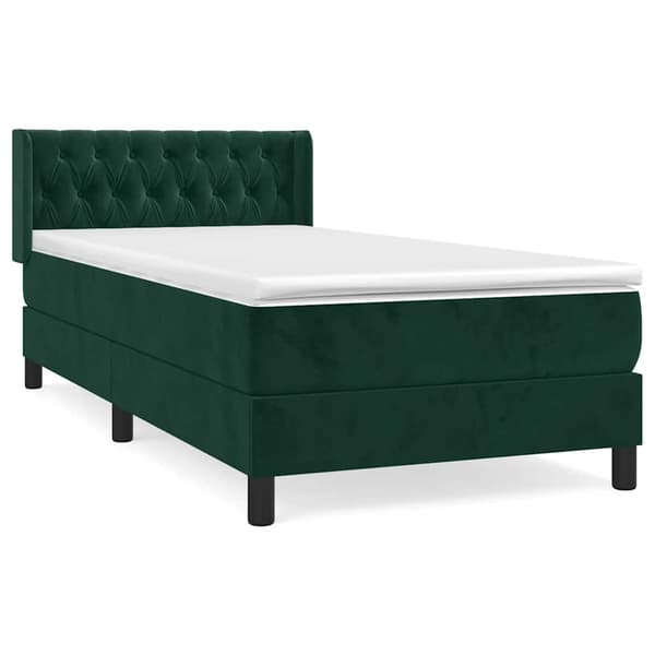 Ramsäng med madrass mörkgrön 100x200 cm sammet