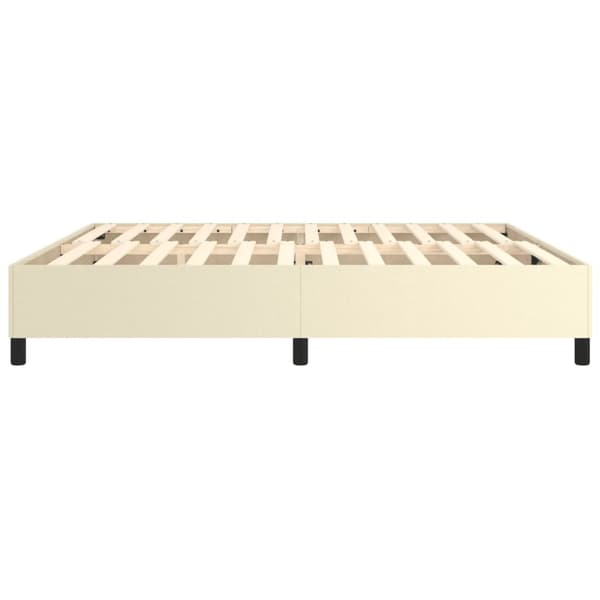 Boxspring-sängram gräddvit 200x200 cm konstläder
