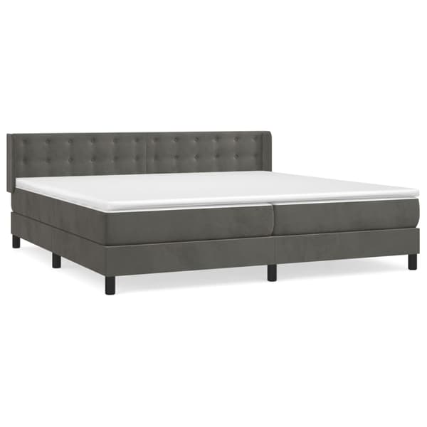 Ramsäng med madrass mörkgrå 200x200 cm sammet