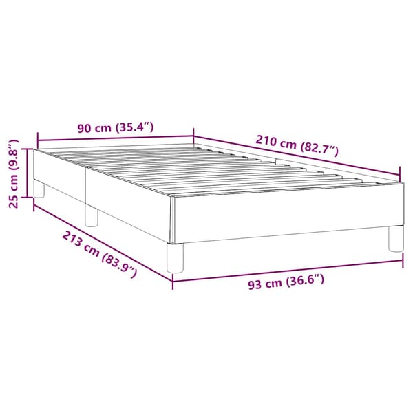 Sängram utan madrass mörkgrå 90x210 cm sammet
