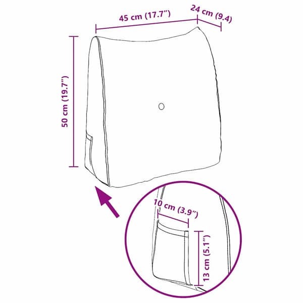 Ryggkudde Brun 45 x 24 x 50 cm Sammet