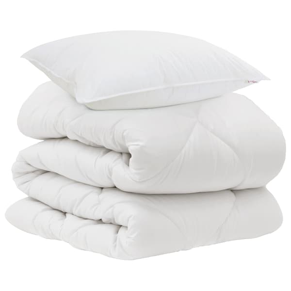 Duntäcke med kudde 2 pcs Vit Mikrofiber