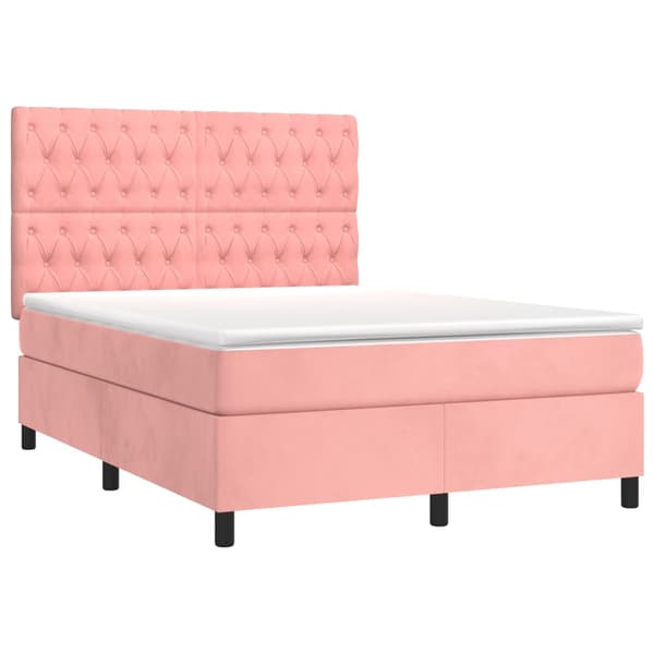 Ramsäng med madrass rosa 140x200 cm sammet
