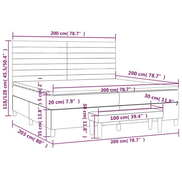 Ramsäng med madrass ljusgrå 200x200 cm sammet