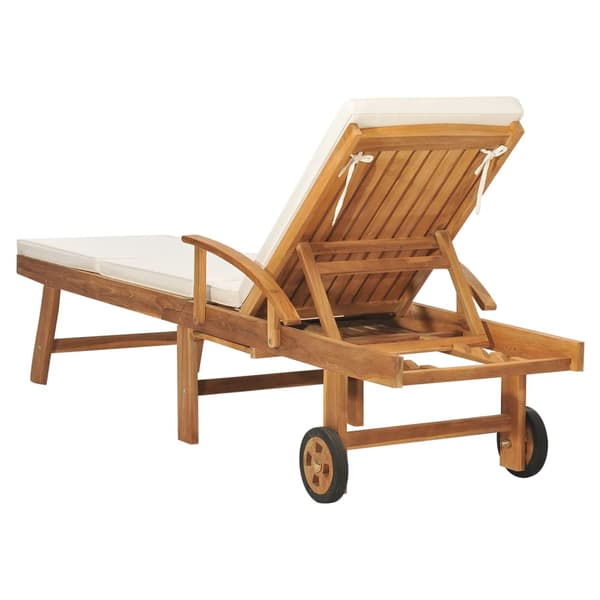 Solsäng med dyna massiv teak gräddvit