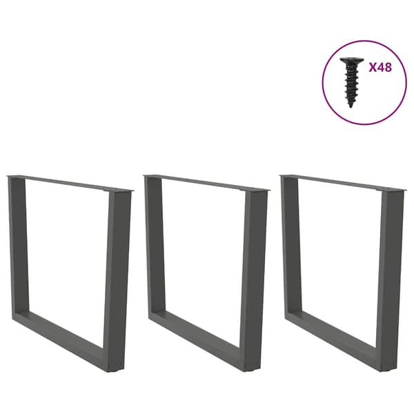 Matbordsben V-formade 3 st antracit 100x(72-73,3) cm stål