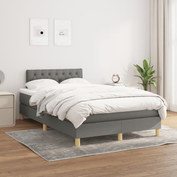 Ramsäng med madrass mörkgrå 120x190 cm tyg