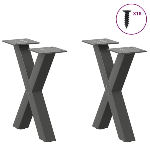 Soffbordsben X-formade 2 st antracit 37x(30-31) cm stål