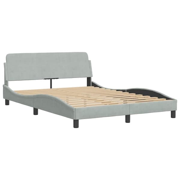 Bed Frame "Dover" Light Grey 140x190 cm Velvet