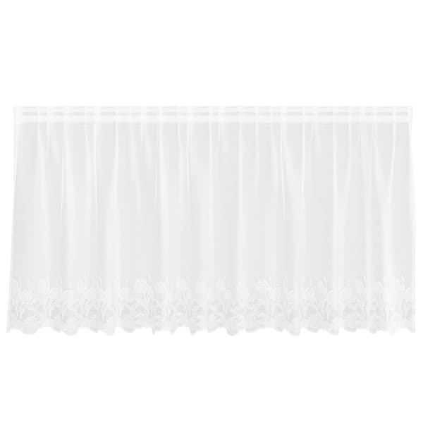Spetsgardin med gardiner Blommor Vit 80 x 300 cm Polyester