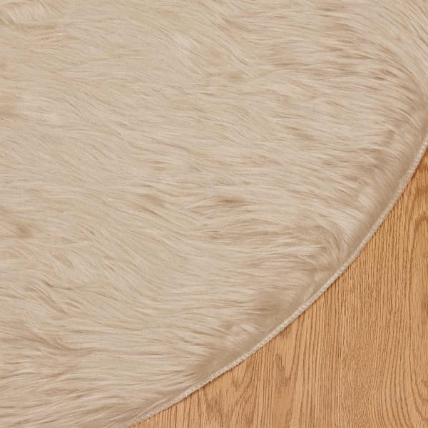 Fuskfäll matta TAFALLA Beige Ø 100 cm Polyester