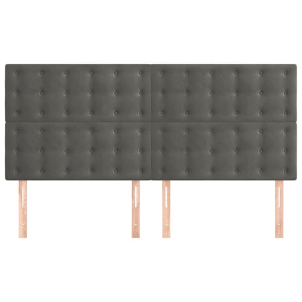 Sänggavel mörkgrå 200x5x118/128 cm sammet