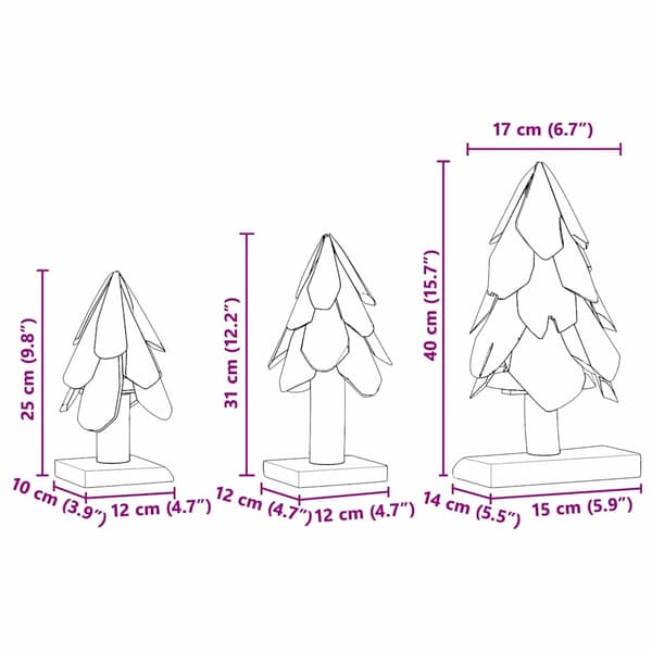 Julgran med stativ 3 pcs Brun Massivt teakträ
