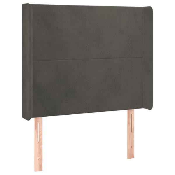 Ramsäng med madrass & LED mörkgrå 90x190 cm sammet