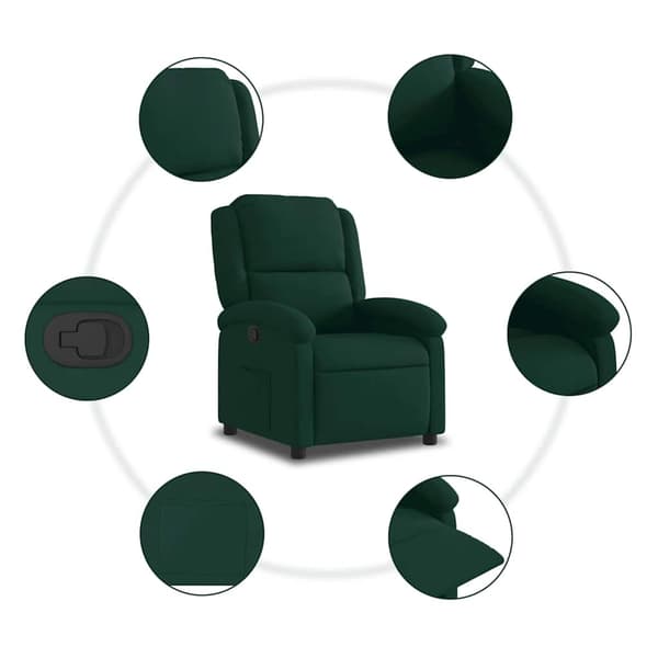 Reclinerfåtölj mörkgrön sammet