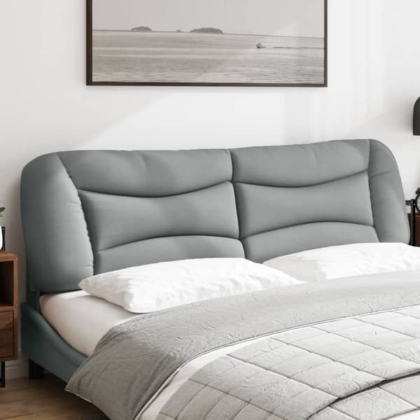 Headboard Cushion "Hvar" Light Grey 193 cm Fabric