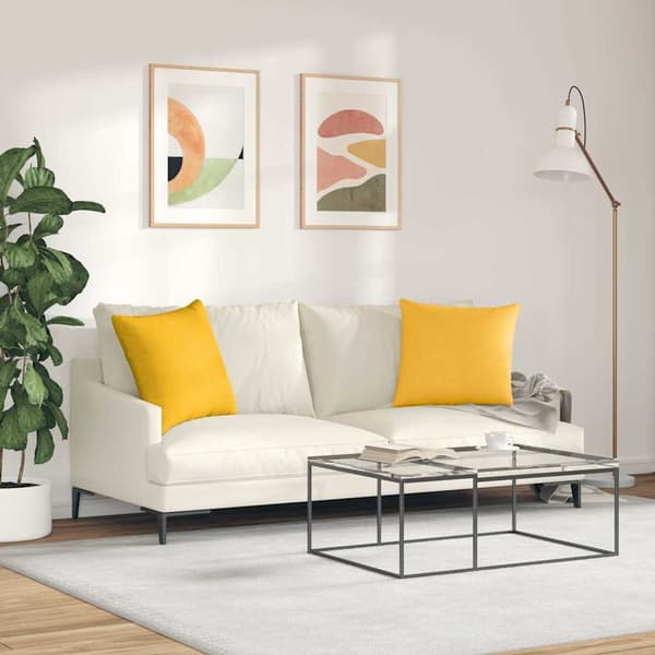 Sofakuddar 2 pcs Ljusgul 50 x 50 cm Kordread tyg