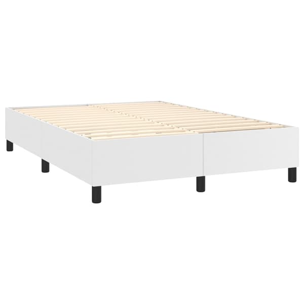 Ramsäng med madrass vit 140x190 cm konstläder