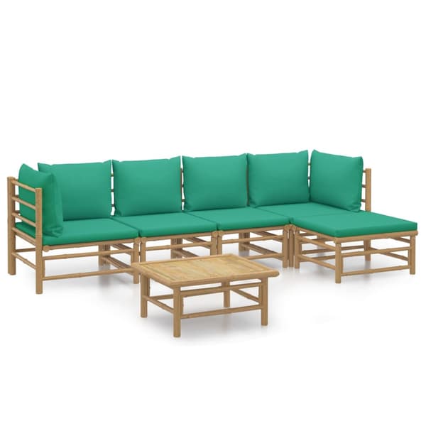 Loungegrupp 6 delar gröna dynor bambu