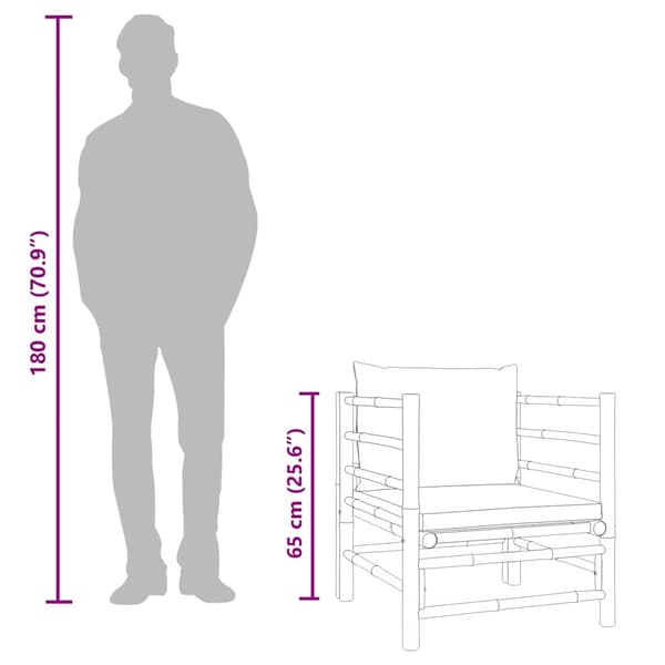 Soffa mittdel med ljusgråa dynor bambu