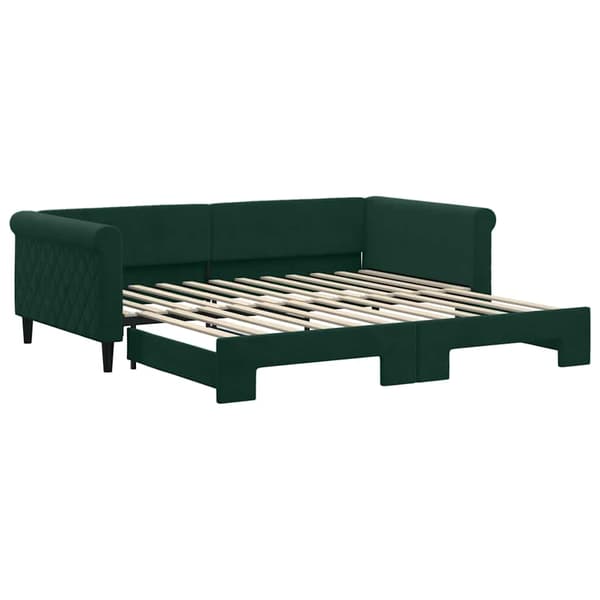 Dagbädd utdragbar mörkgrön 100x200 cm sammet