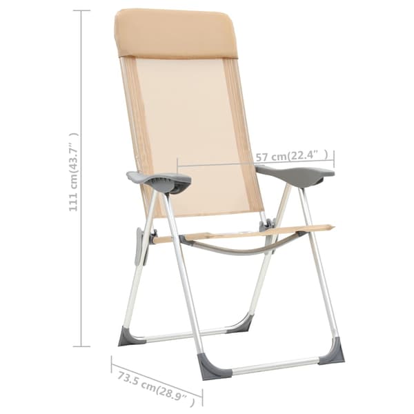 Hopfällbara campingstolar 4 st aluminium gräddvit