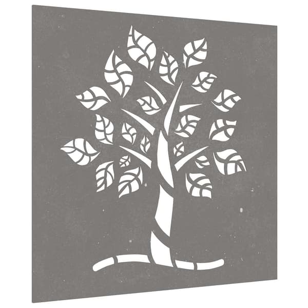 Väggdekoration 55x55 cm rosttrögt stål träddesign
