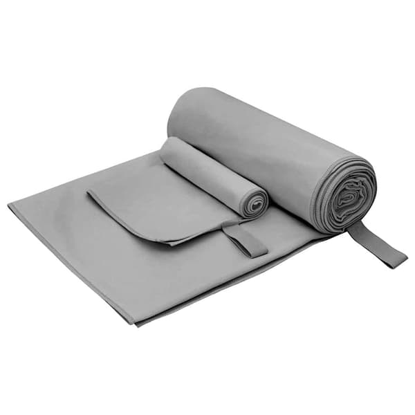 Sporthandduk Set 2 pcs Mörkgrå tyg