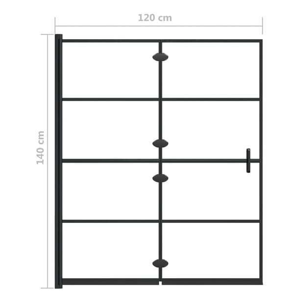 Duschvägg fällbar ESG 120x140 cm svart