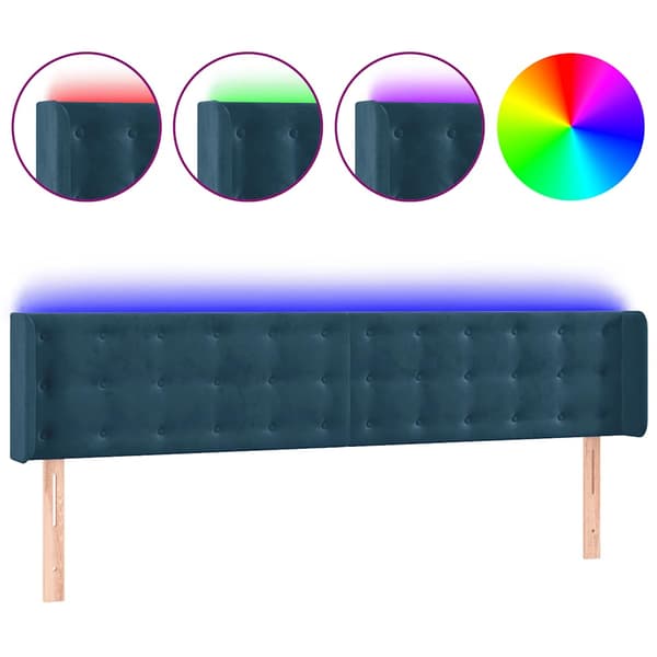Sänggavel LED mörkblå 203x16x78/88 cm sammet
