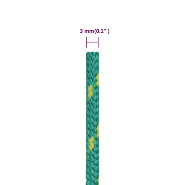 Båtlina grön 3 mm 25 m polypropen