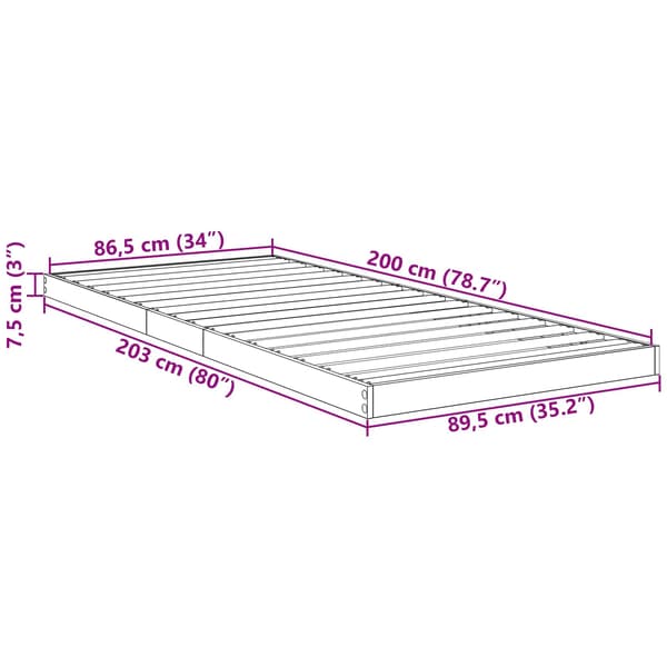 Sängram Rökt ek 90 x 200 cm Konstruerat trä