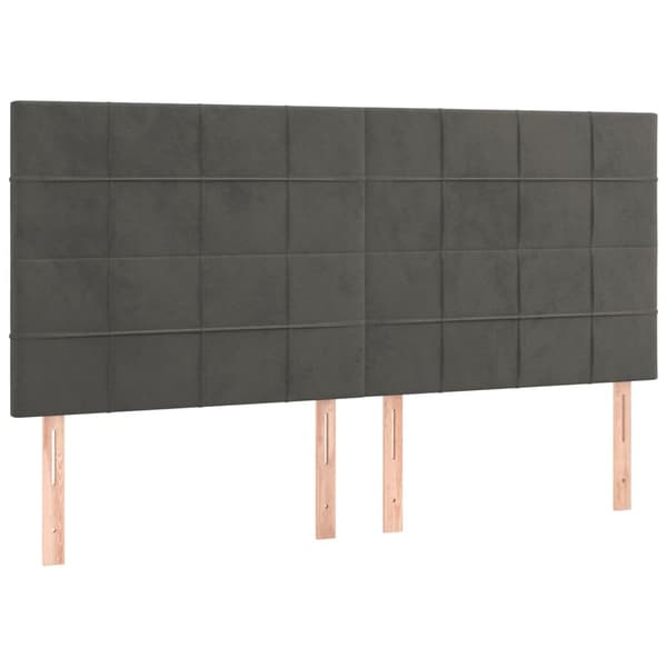 Ramsäng med madrass & LED mörkgrå 180x200 cm sammet