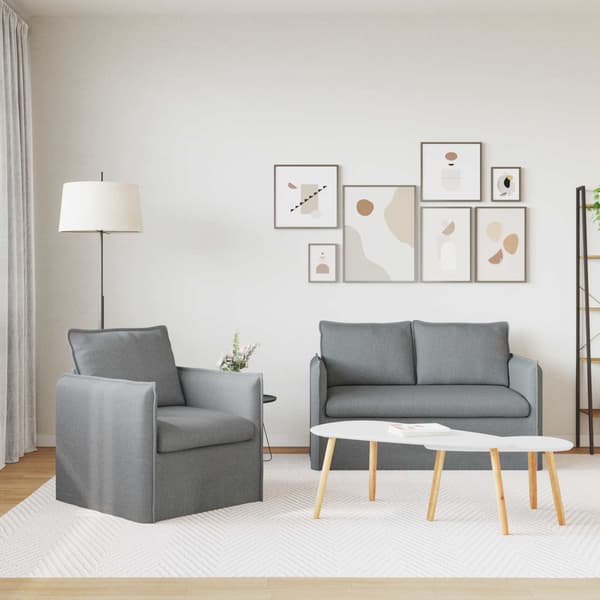 Soffset 2 pcs Ljusgrå 136 x 82 x 85 cm Tyg