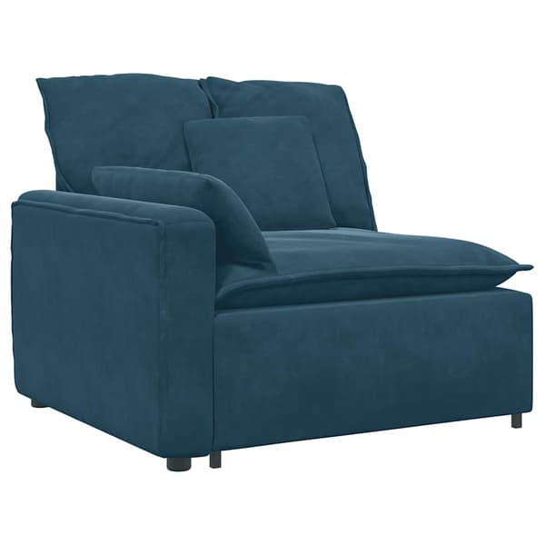 Modulär soffa armstödsändmodul med dynor blå 100 cm