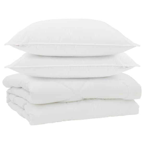 Duntäcke med kudde 3 pcs Vit Mikrofiber