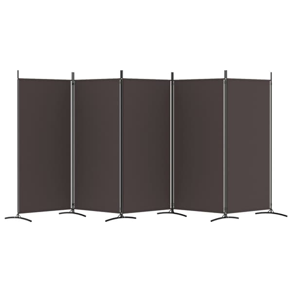Rumsavdelare 5 paneler brun 433x180 cm tyg