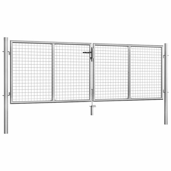 Trädgårdsgrind galvaniserat stål 300x75 cm silver