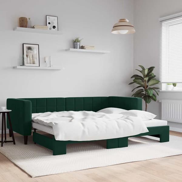 Dagbädd utdragbar mörkgrå 90x200 cm sammet