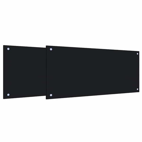 Köksskydd 2 st Svart 90 x 40 cm härdat glas