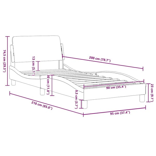 Bed Frame "Dover" Light Grey 90x200 cm Velvet
