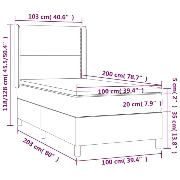 Ramsäng med madrass vit 100x200 cm konstläder